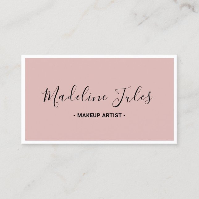 Modern Minimalist Black and Pink Script Business C Business Card (Front)