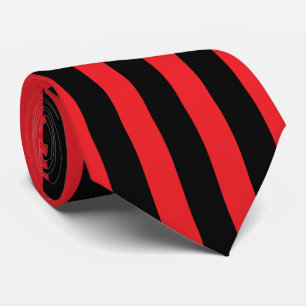 Modern Minimalist Black and Red Stripes Tie