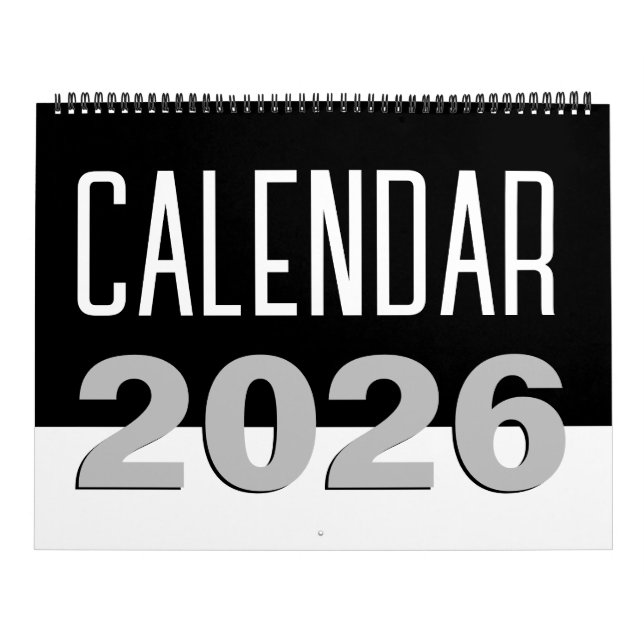 Modern Minimalist Black and White 2026 Calendar (Cover)