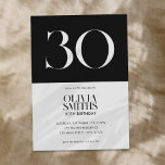 Modern Minimalist Black and White 30th Birthday Invitation<br><div class="desc">Modern minimalist 30th birthday invitation featuring simple design with elegant chic typography in black and white colour.</div>