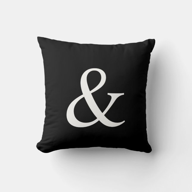 Modern Minimalist Black and White Ampersand  Cushion (Front)