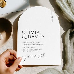 Modern Minimalist Black and White Arch Wedding Invitation
