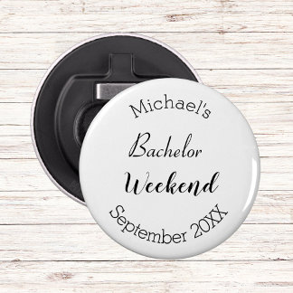 Modern Minimalist Black and White Bachelor Party  Bottle Opener