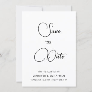 Modern Minimalist Black And White Calligraphy Save The Date