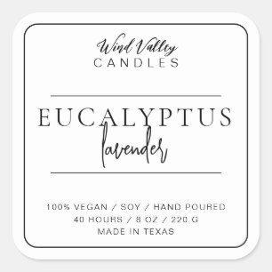 Modern minimalist black and white candle label