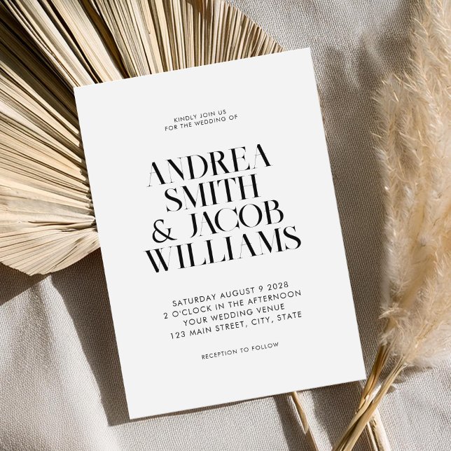 Modern Minimalist Black and White Chic Wedding Invitation (Creator Uploaded)