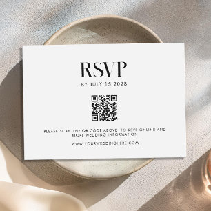 Modern Minimalist Black and White Chic Wedding RSVP Card