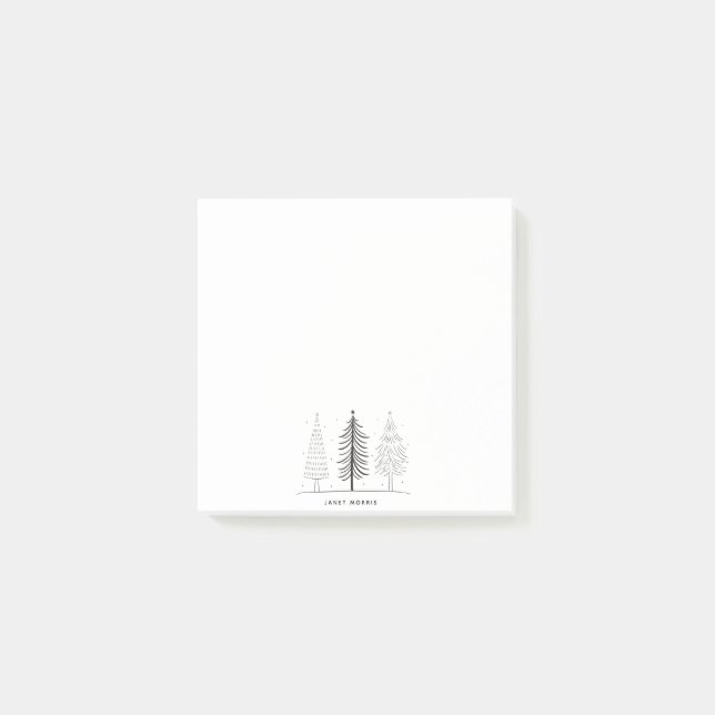 Modern Minimalist Black And White  Christmas Tree Post-it Notes (Front)