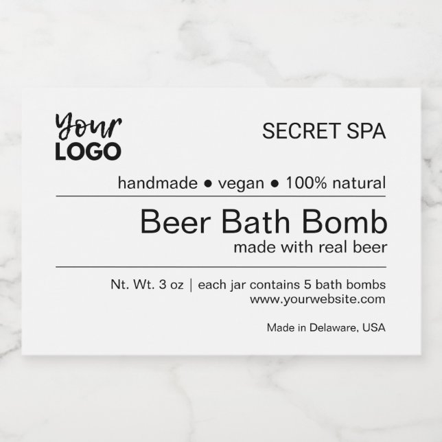 Modern Minimalist Black and White Cosmetics Label (Single Label)