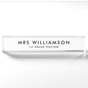 Modern Minimalist black and white desk name plates