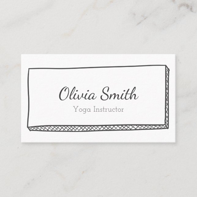 Modern Minimalist Black and White Doodle Business Card (Front)