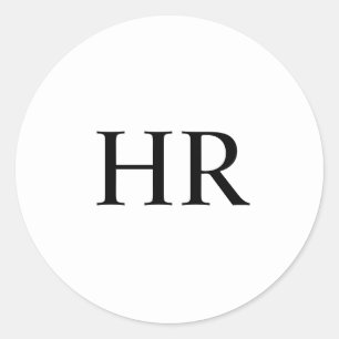 Modern Minimalist Black and White Elegant Monogram Classic Round Sticker
