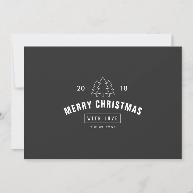 Modern Minimalist Black and White Logo Christmas Holiday Card (Front)