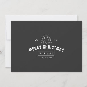Modern Minimalist Black and White Logo Christmas Holiday Card