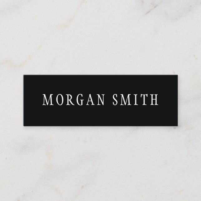 Modern Minimalist Black and White Mini Business Card (Front)