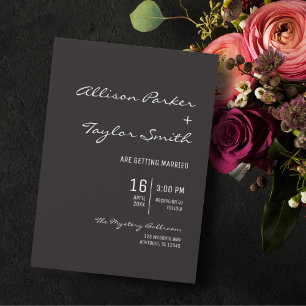 Modern Minimalist Black and White Mix Font Wedding Invitation