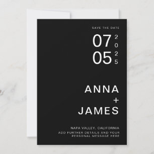 Modern Minimalist Black and White Modern Wedding Save The Date