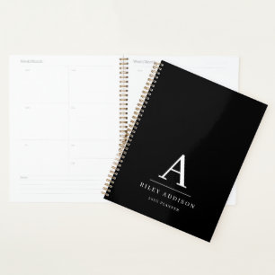 Modern Minimalist Black and White Monogram Planner