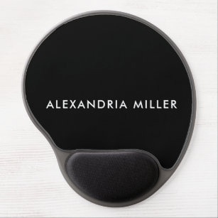 Modern Minimalist Black and White Personalised Gel Mouse Mat