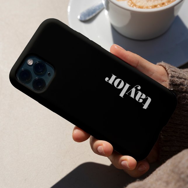 Modern Minimalist Black and White Personalised iPhone Case (Creator Uploaded)