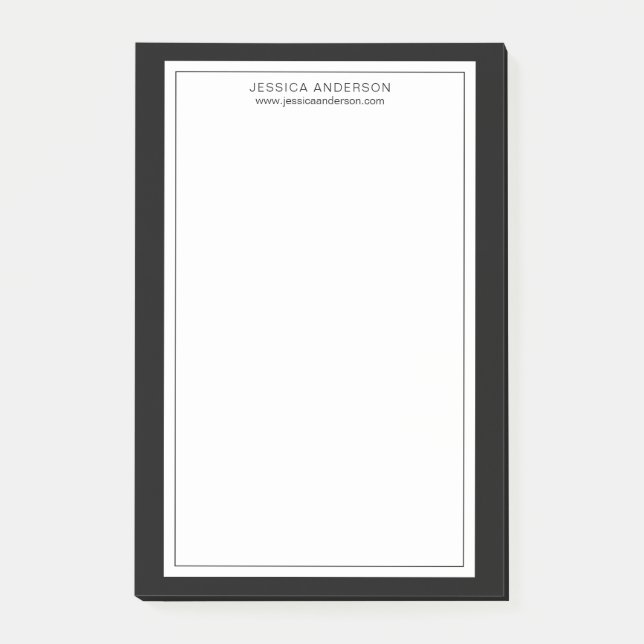 Modern Minimalist Black And White Personalised Post-it Notes (Front)