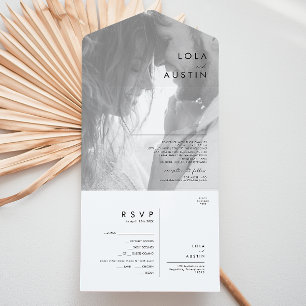 Modern Minimalist Black And White Photo All In One Invitation