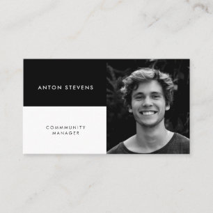 Modern minimalist black and white photo business card
