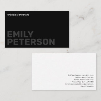 Modern Minimalist Black and White Professional Business Card