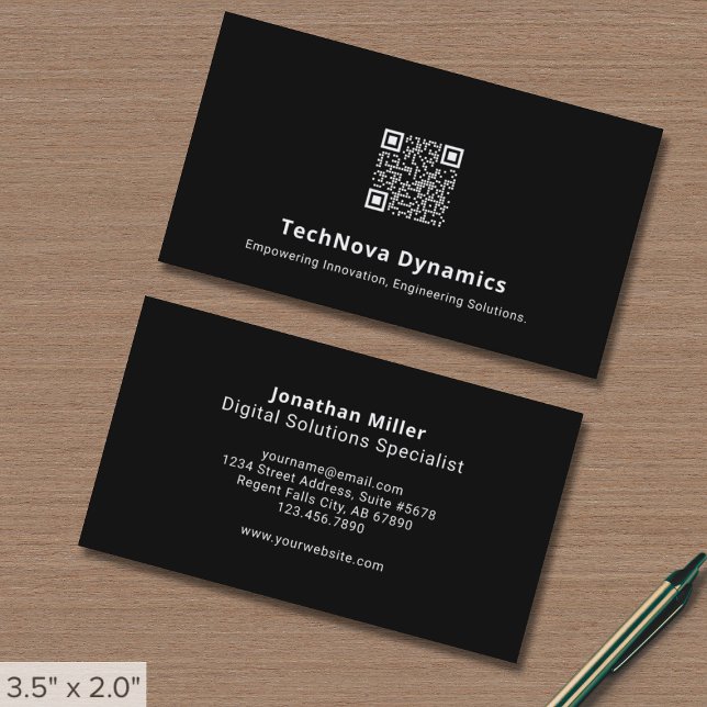 Modern Minimalist Black and White QR Code Business Card (Creator Uploaded)