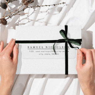 Modern minimalist black and white return address