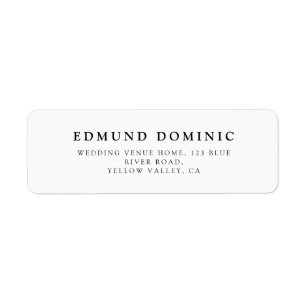 Modern Minimalist Black and White Return Address