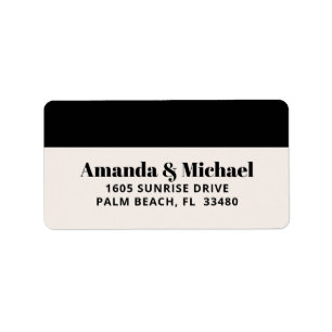 Modern Minimalist Black and White Return Address Label