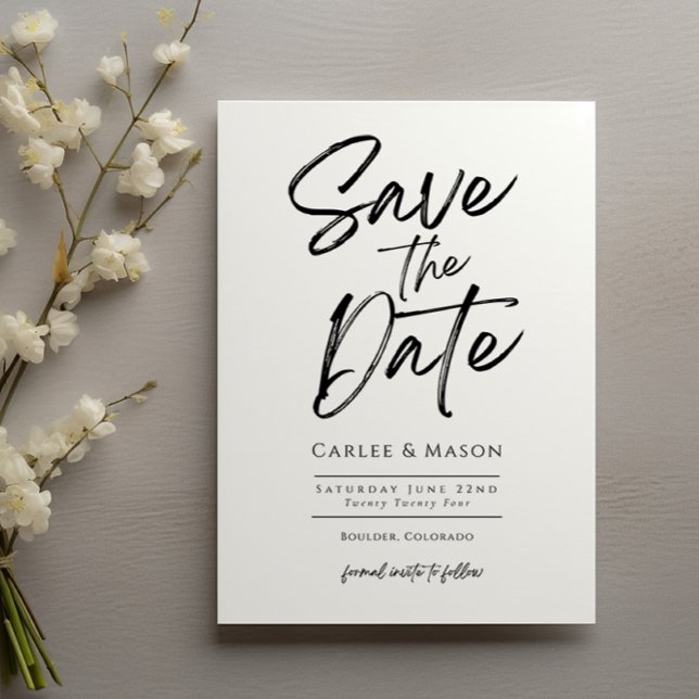 Modern Minimalist Black and White Save the Date (Creator Uploaded)