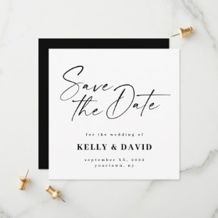 Modern Minimalist Black and White Simple Save The Date