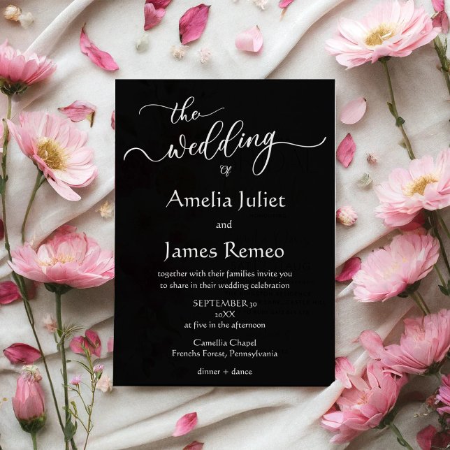 Modern Minimalist Black and White Simple Wedding Invitation (Creator Uploaded)