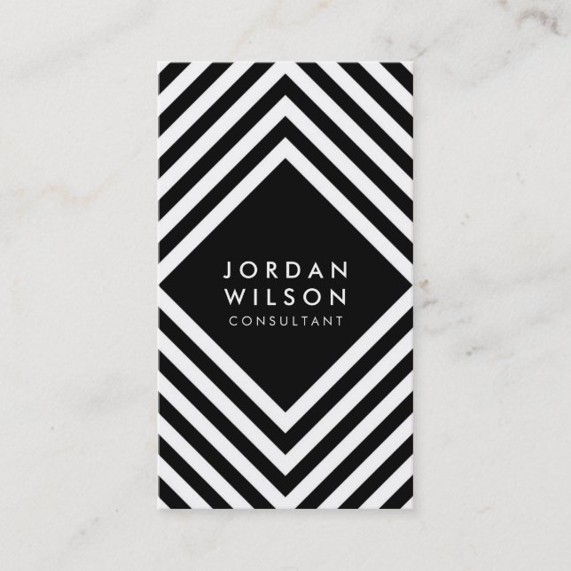 Modern Minimalist Black and White Social Media Business Card (Front)
