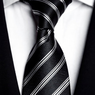 Modern Minimalist Black and White Striped Tie