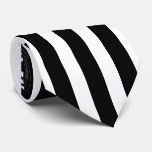Modern Minimalist Black and White Stripes Tie