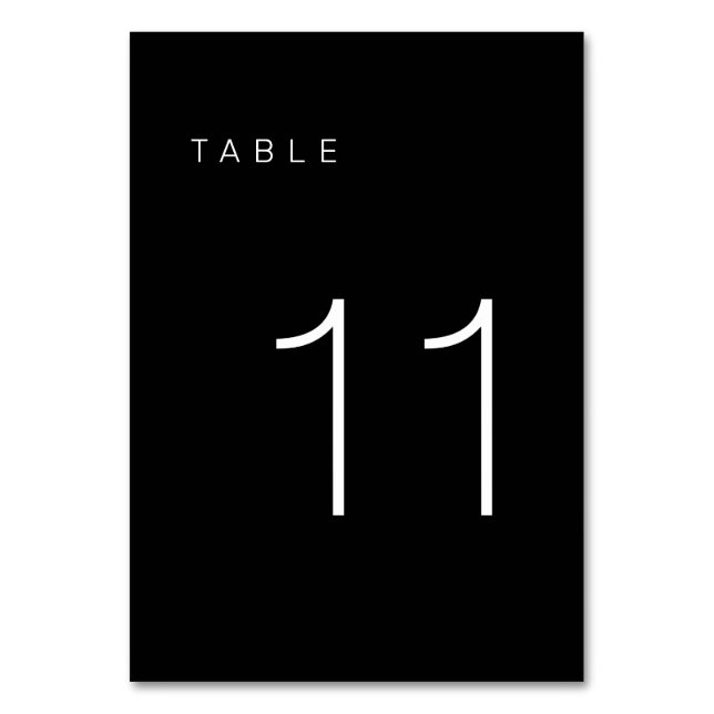 Modern Minimalist Black and White Table Number 11 (Back)