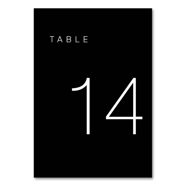 Modern Minimalist Black and White Table Number 14 (Back)