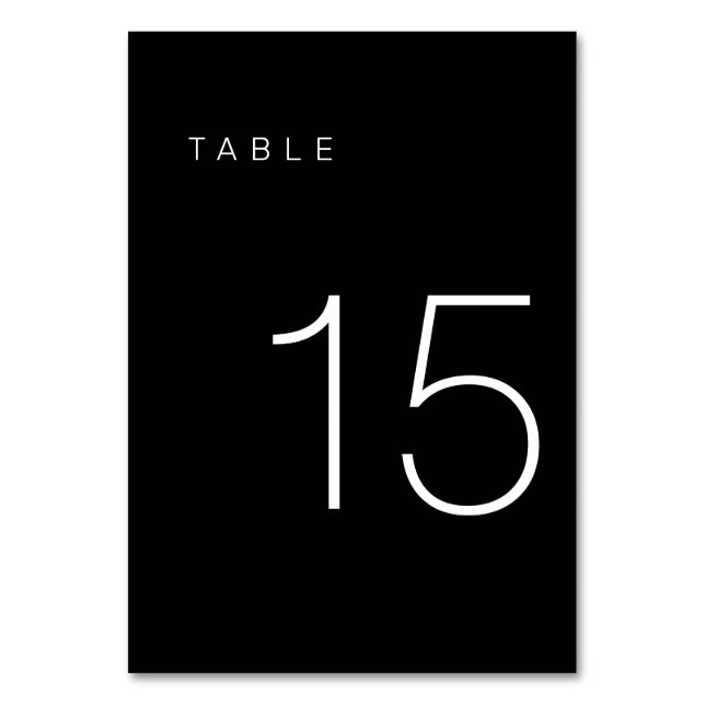 Modern Minimalist Black and White Table Number 15 (Back)