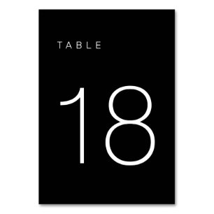 Modern Minimalist Black and White Table Number 18