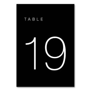 Modern Minimalist Black and White Table Number 19