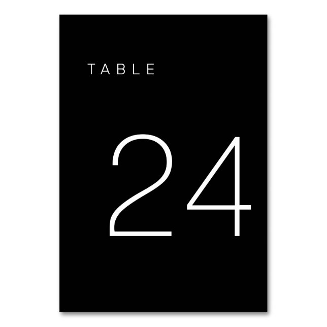 Modern Minimalist Black and White Table Number 24 (Back)
