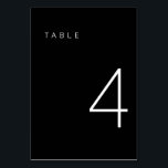 Modern Minimalist Black and White Table Number 4<br><div class="desc">This Modern Minimalist Table Number is perfect for wedding table numbers or any table number party needs! Fully customisable!</div>
