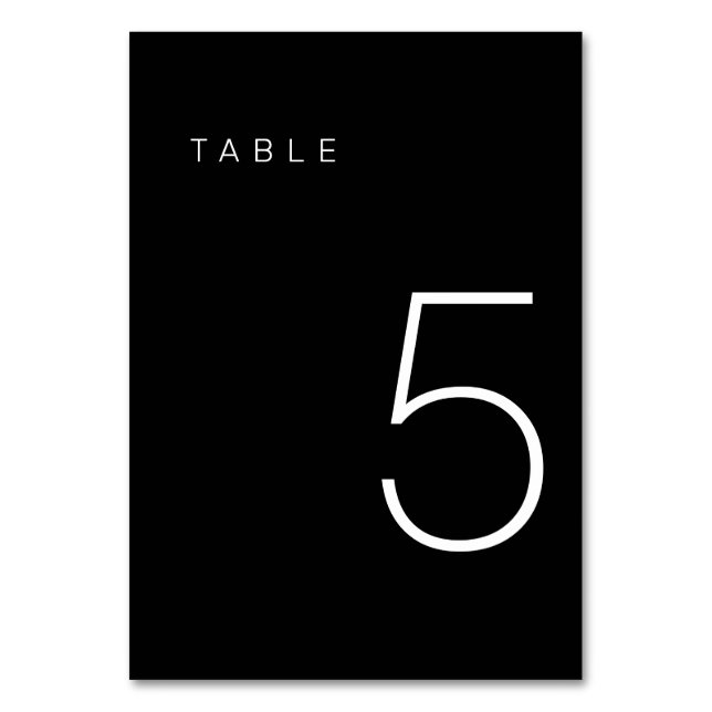 Modern Minimalist Black and White Table Number 5 (Front)