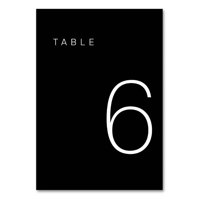 Modern Minimalist Black and White Table Number 6 (Front)