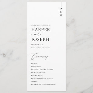 Modern Minimalist Black and White Unique Wedding Programme