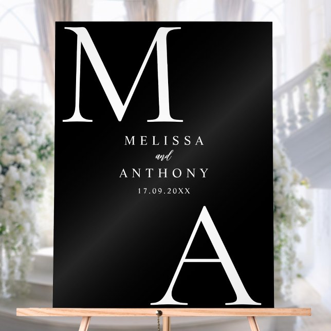 Modern Minimalist Black and White Wedding Acrylic Sign (Creator Uploaded)