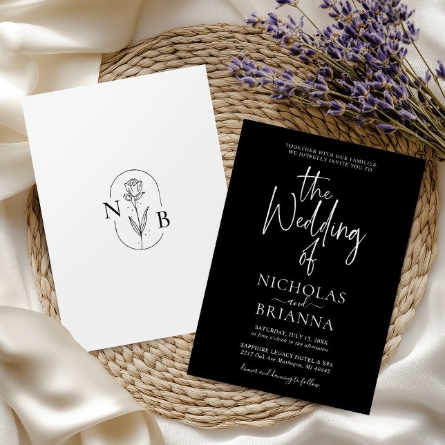 Modern Minimalist Black and White Wedding Classic Invitation (Creator Uploaded)